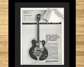 Vintage Gretsch Guitars Print Advertisement - Man Cave Wall Decor - Electric Guitar - Guitar Collector Gift Art