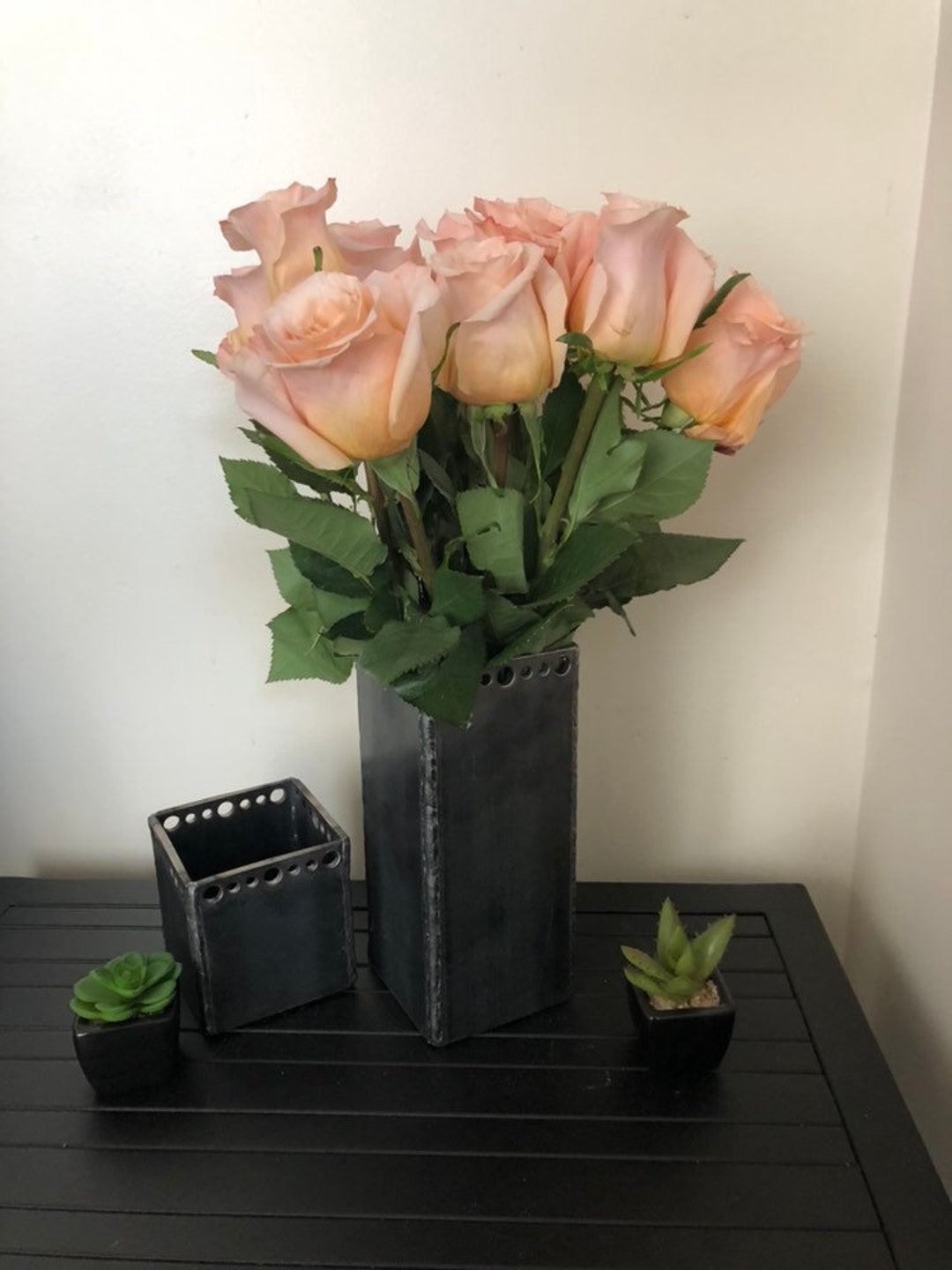 Metal Square Vases Etsy