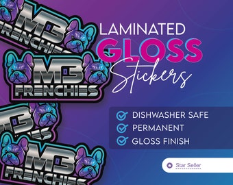 Gloss Vinyl Stickers Printed With Your Image - Laminated, Dishwasher Safe, Permanent - Fast & Free Shipping - Die Cut Sticker
