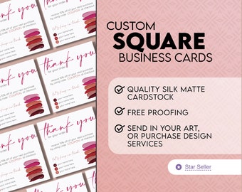 Square Business Cards | 3.5 x 3.5 Inches | Printed on High Quality Matte Silk Cardstock | Free Shipping | Choose Your Quantity