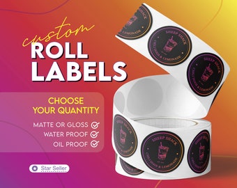 2" Premium Labels on a Roll | Matte or Gloss Waterproof Oilproof Stickers | FREE SHIPPING | Fast Turnaround and Proofs | Custom Stickers