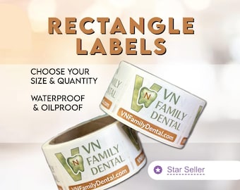 Rectangle Labels on a Roll | Waterproof & Oilproof  | Choose your Size, Quantity, and Finish