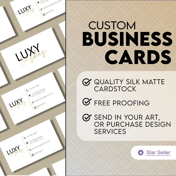 Business Cards | Premium Card Stock | Customizable for Businesses | Silk Matte Material | Free Shipping | Print Your Design or Use Designer