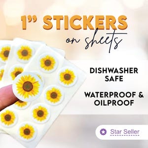 1" Circle Stickers on Sheets | Vinyl - Permanent, Waterproof and Dishwasher Safe