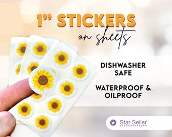1" Circle Stickers on Sheets | Vinyl - Permanent, Waterproof and Dishwasher Safe