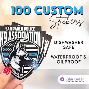 100 Custom Vinyl Die Cut Stickers | Permanent, Waterproof and Dishwasher Safe