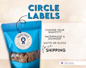 Labels Printed with Your Design | Circle Stickers on a Roll |  Waterproof and Oilproof