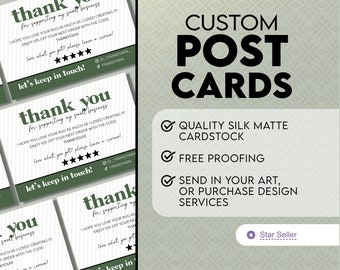 Post Cards 4x6" | Customized Post Card with Your Design | Social Media Small Business Promotional | Thank You Package Insert | Free Shipping