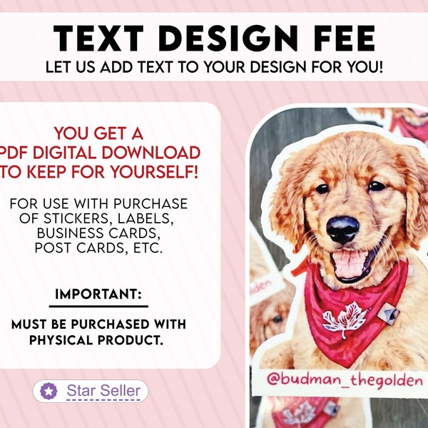 Custom Text Design Fee | Add Text to Your Image | Create a Custom Text Only Sticker Design