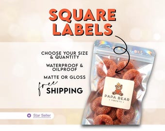 Square Labels Printed With Your Logo | Waterproof and Oilproof