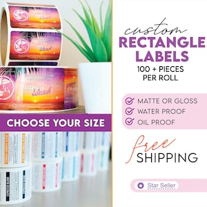 Rectangle Labels | Custom Printed Stickers on a Roll | Matte or Gloss | Custom Sizes | Candle Labels, Food Labels, Soap Labels, and more!