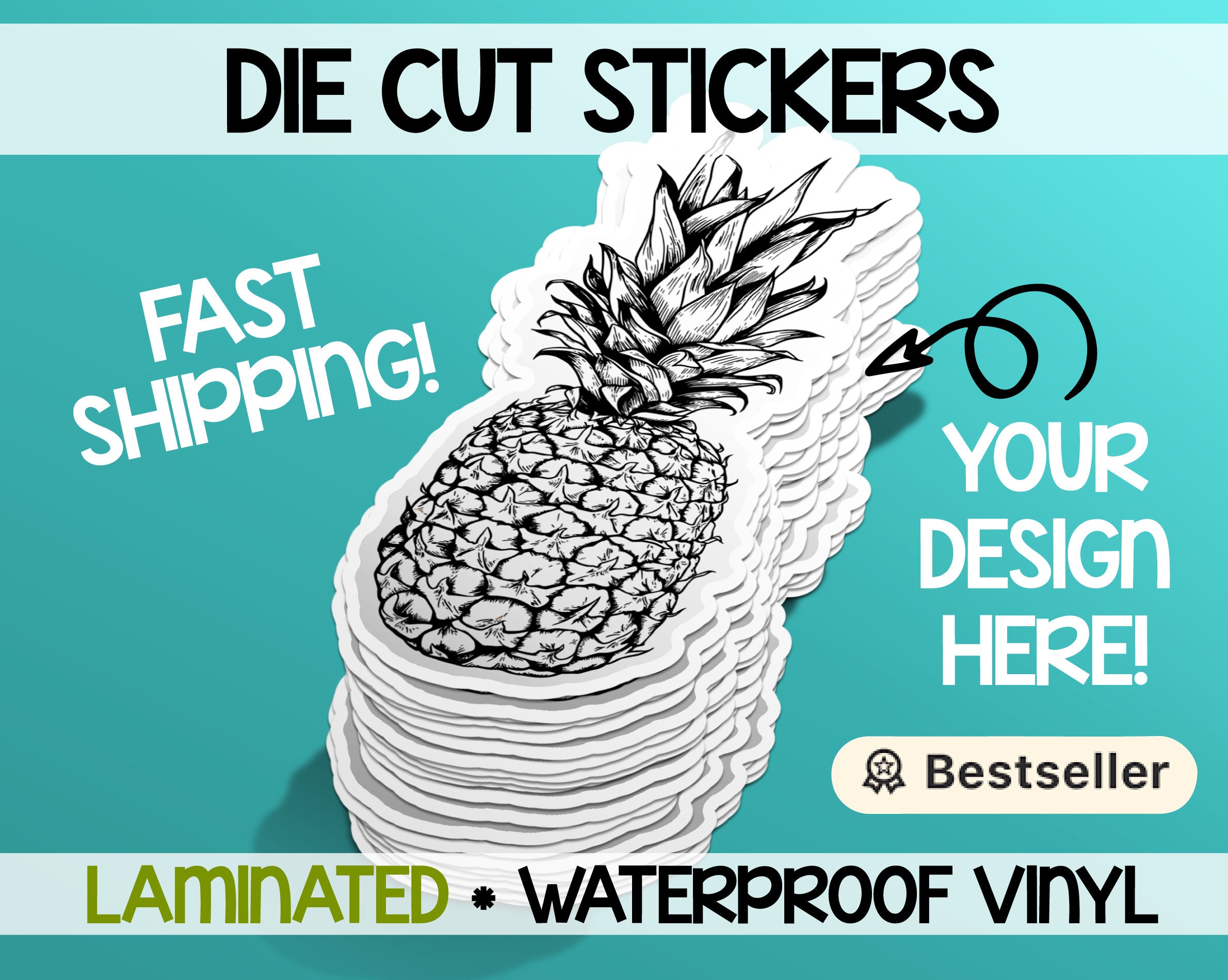 Your custom vinyl sticker cut to any shape |We print any image or des…
