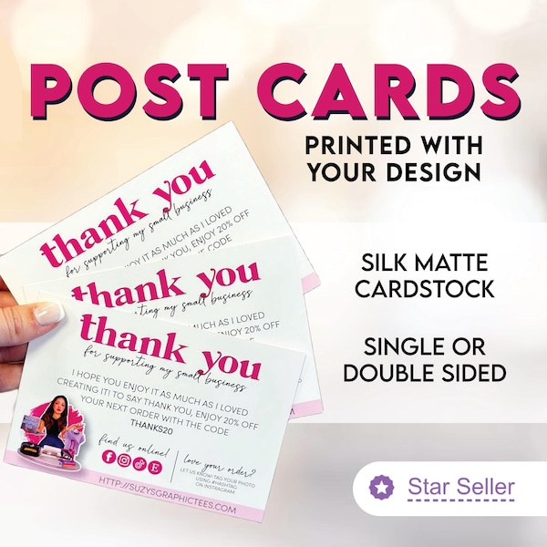 Post Cards Printed with your Design | 4x6" Single or Double Sided