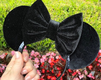 Velvet Mouse Ears, Black Velvet Mouse Ears, Velvet Mickey Ears, Velvet Minnie Ears, Black Velvet Mickey Ears, Black Velvet Minnie Ears