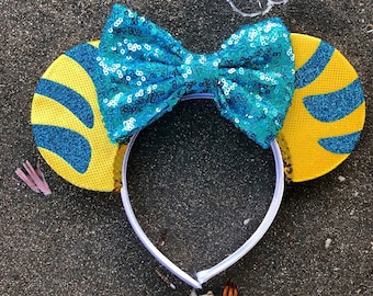 Flounder Mouse Ears, Little Mermaid Inspired Mouse Ears, Ariel Mouse Ears