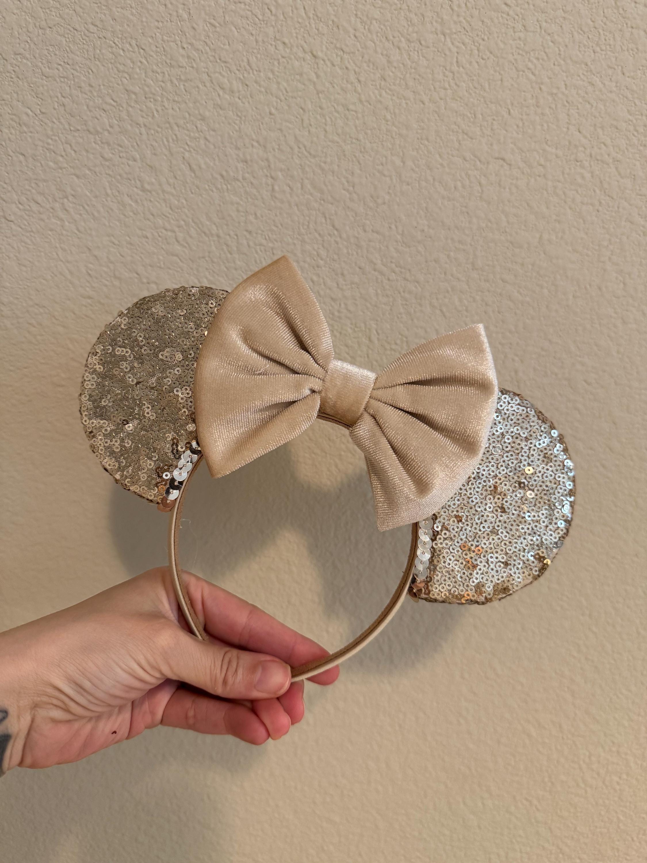 Champagne Vintage Inspired Rhinestone Bow Headband Champagne Gold Bow Headbands - Etsy main image 2