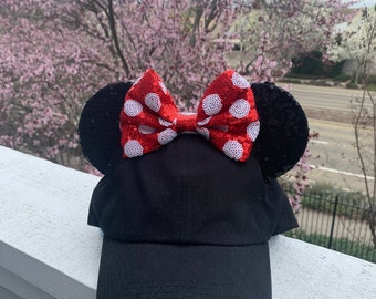 Minnie Mouse Ear Hat, Minnie Ear Hat, Mickey Ear Hat, Minnie Ears Hat, Sequin Mouse Ears, Mouse Ear Hat, Minnie Hat, Minnie Mouse Hat