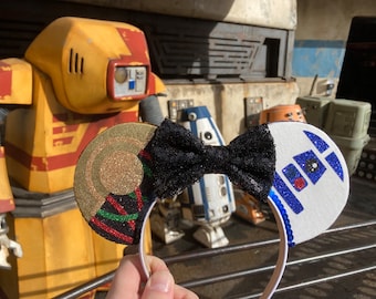 Droid Mouse Ears, Star Wars Mouse Ears, Star Wars Mickey Ears, Droid Mickey Ears, Star Wars Ears, Galaxy's Edge, R2D2 Ears, C-3PO Ears