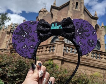 Haunted Mansion Mouse Ears, Haunted Mansion Ears, Haunted Mansion Wallpaper Ears, Ready To Ship Mouse Ears