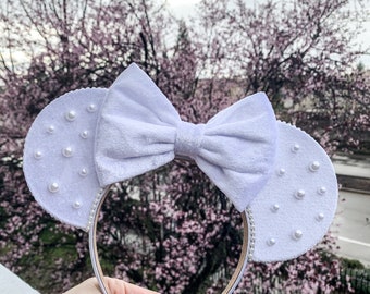 Bride Mouse Ears, Bridal Mouse Ears, Bride Mickey Ears, Bride Minnie Ears, Bridal Mickey Ears, Velvet Mickey Ears, Pearl Mickey Ears