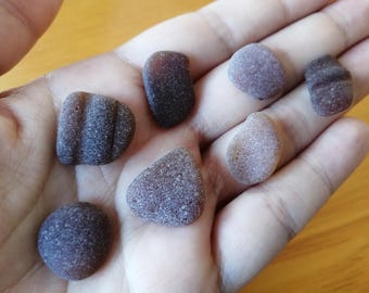 Genuine brown seaglass lot of 7