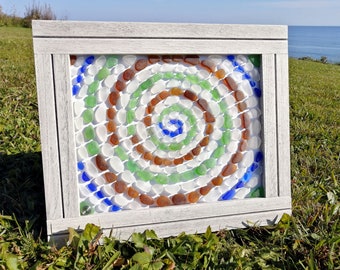 Marco en espiral de vidrio marino, decoración