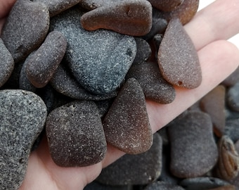 Genuine brown sea glass, Mixt of medium and large size, from Québec