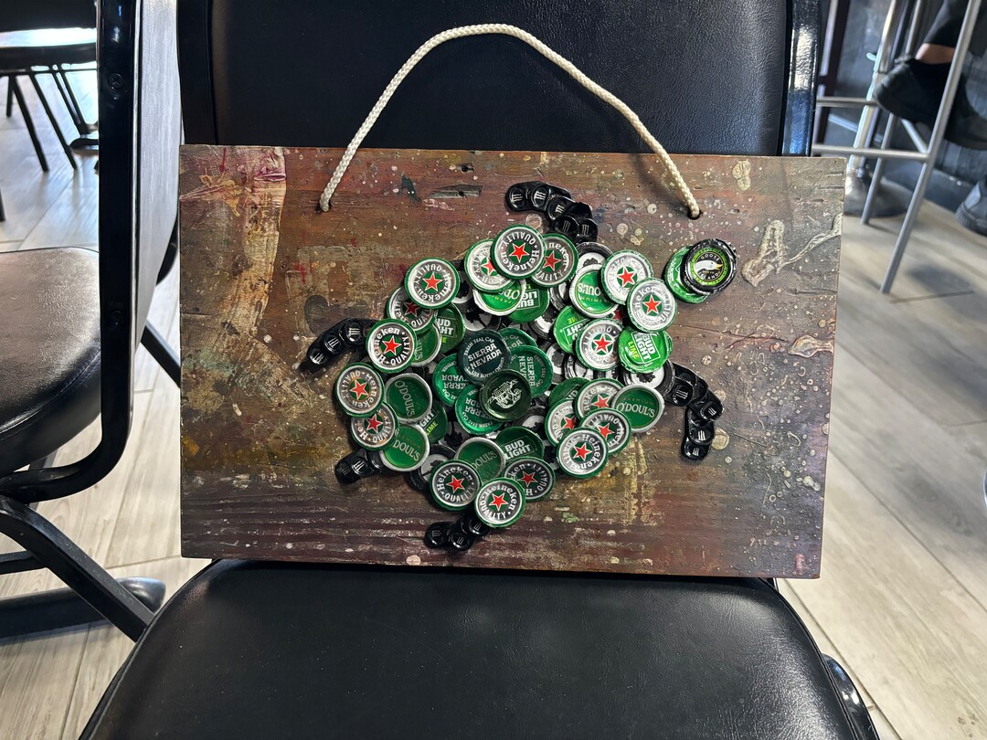 Turtle Recycled Bottletop Art Etsy