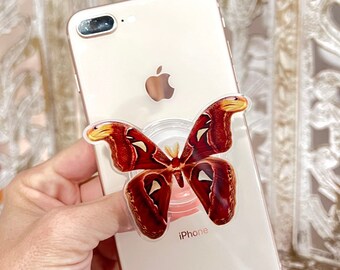 Butterfly Phone Grip-Rare ButterflyStand-Monarch-Swallowtail-Nature Gifts-Morpho Godarti Butterfly- RETRACTABLE ARM BASE