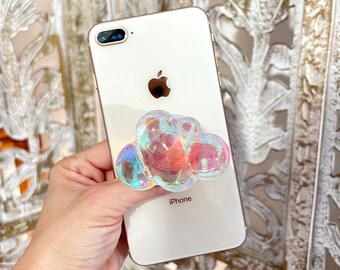 Holographic Cloud Phone Grip, Spectrum Resin Mobile Phone Stand, Phone Ring, Y2K Rainbow Cute Phone Grip- RETRACTABLE ARM BASE