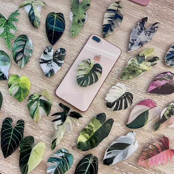 Rare Plant Phone Grip - Monstera Phone Stand - iPhone Accessories - Rare Plant - Gloriosum - Phone Ring - Phone Grip -RETRACTABLE ARM BASE