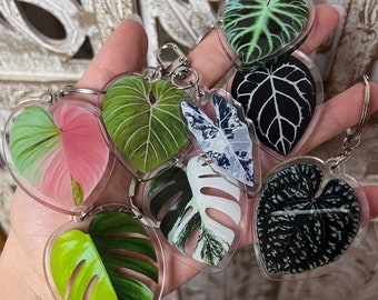Rare Plant Keychain - Plant Gifts - House Plant Mom Gift - Monstera Albo - Gloriosum - Anthurium - Cute Keyring - Unique - Plant Dad
