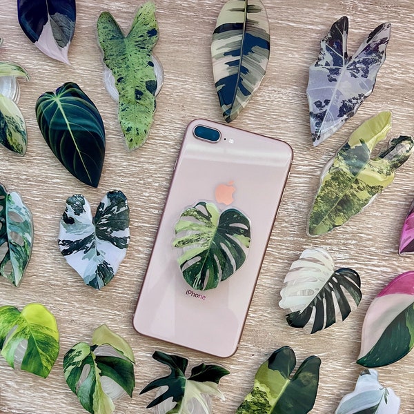 Rare Plant Phone Grip -Monstera Phone Stand - iPhone Accessories - Gloriosum - Phone Ring - RETRACTABLE ARM BASE