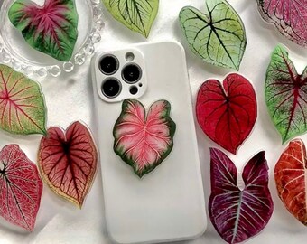 Caladium Phone Grip - Plant Phone Stand - iPhone Accessories - Rare Plant Lover Gifts - Phone Ring Grip- Plant Mom- Syngonium