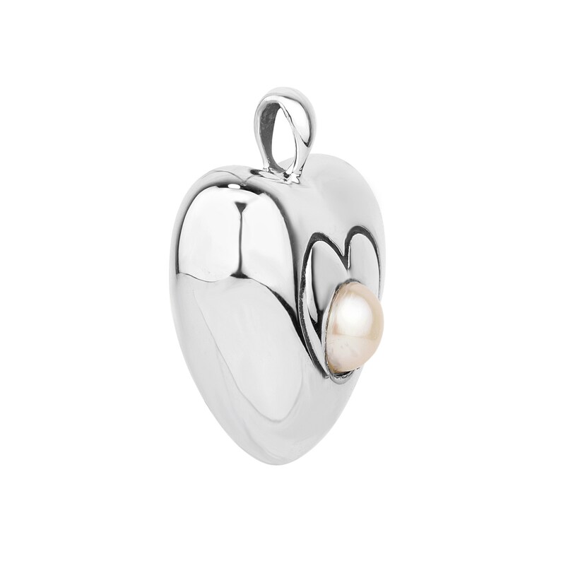 Heart pendant in silver with a Pearl image 3