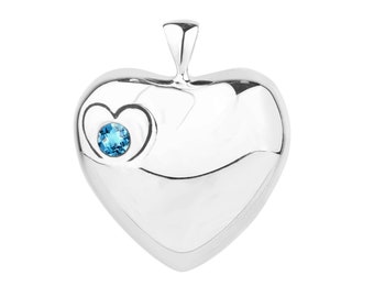 Silver Heart pendant with a Blue Topaz