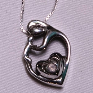 Mother & child pendant in silver with a Rose Quartz image 4