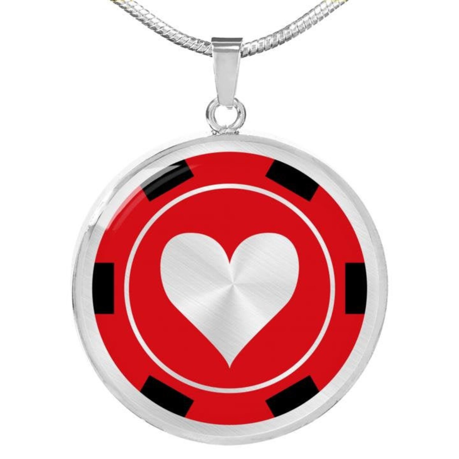 Poker Chip Jewelry Red Heart Stainless Steel Round Circle Etsy