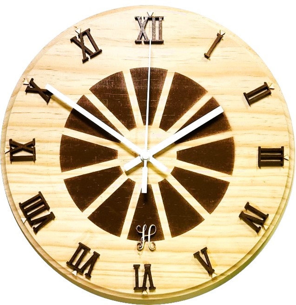 Wooden Round Wall Clock-12''brown Wheel - Etsy
