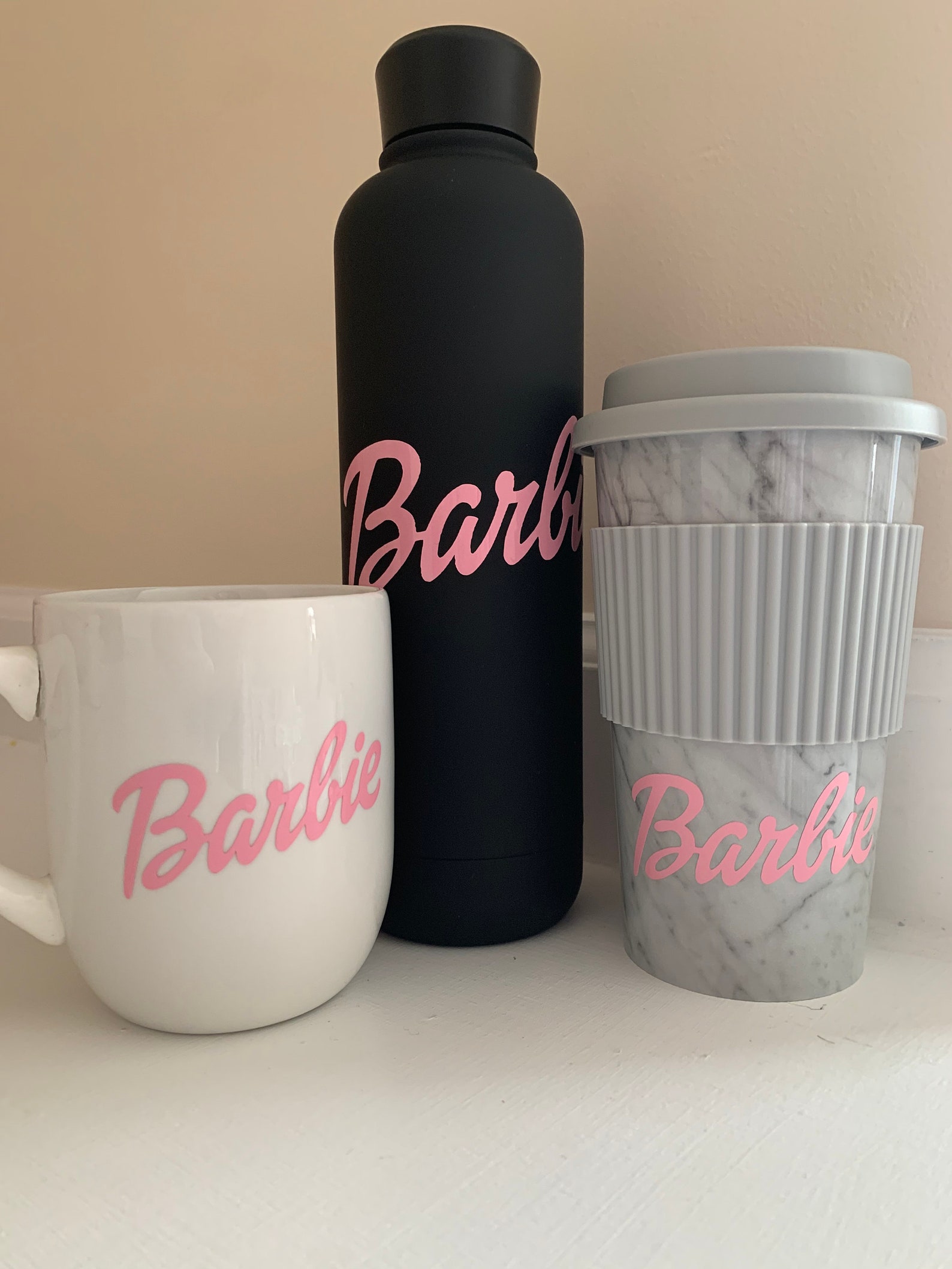 Matte Black Barbie Water Bottle Etsy
