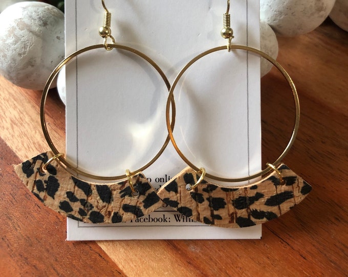 Cheetah print leather and gold hoop-July Earring of the month