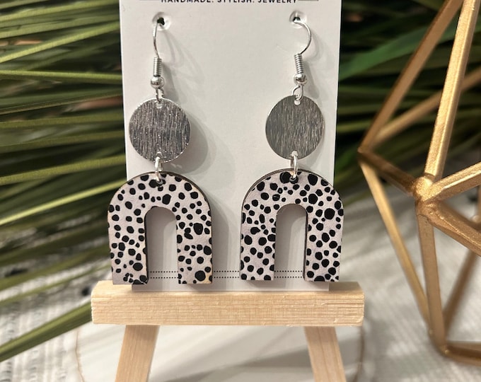 Abstract wooden cut out earrings, dangle earrings