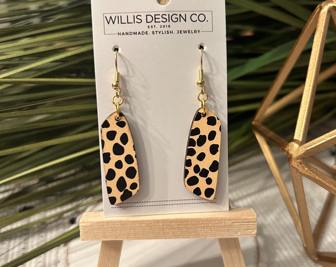 Cheetah print wooden earrings