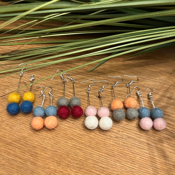 Felted Wool Drop Earrings