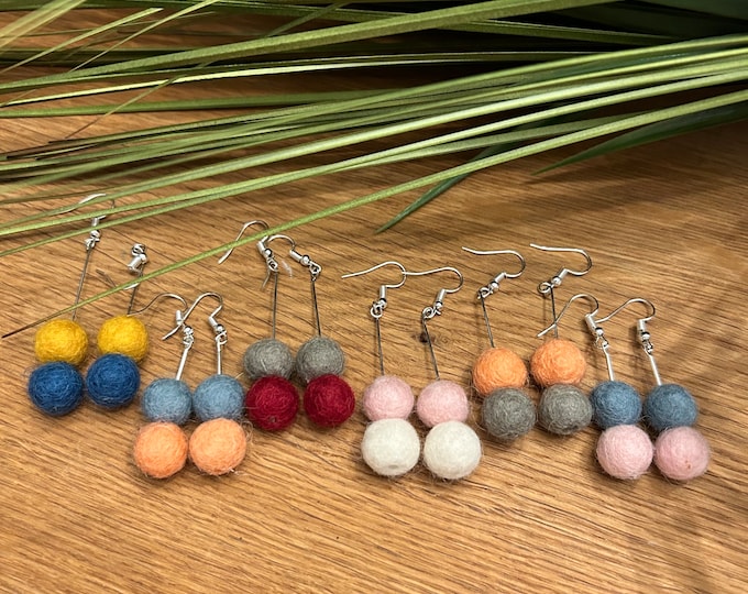 Felted Wool Drop Earrings