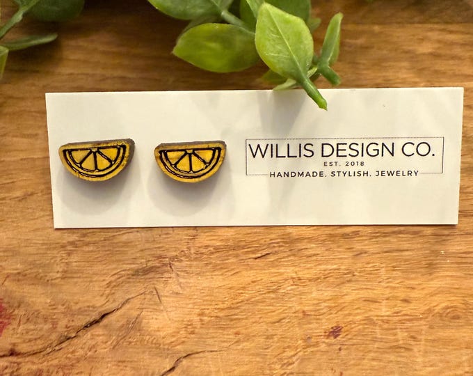 Hand painted wooden lemon studs