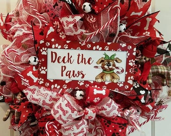 Deck the paws, dog wreath, Animal wreath, Rescue