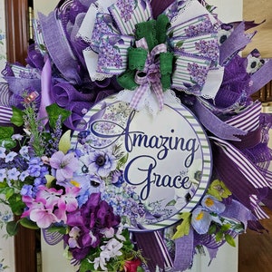 Beautiful Front door wreath, Amazing Grace, Wreath for Front Door