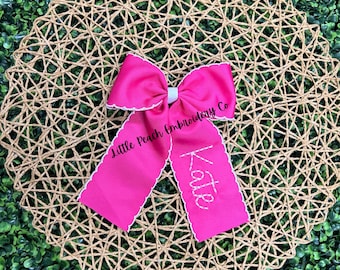 Embroidered Hair Bow for Girls, Moonstitch Bow, Sailor Hair Bow, Summer Hair Bow, Bow with Name, Personalized Bow, Personalized Moonstitch