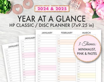Happy Planner Printable, 2024 2025 Year At A Glance, Classic Happy Planner Inserts, Happy Planner Printable Inserts 2024 Year At A Glance